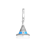 925 Silver Sorcerer's Hat Blue Pink Enamel Charm