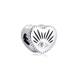 925 Silver All-seeing Eye & Heart Charm Beads for Bracelet DIY