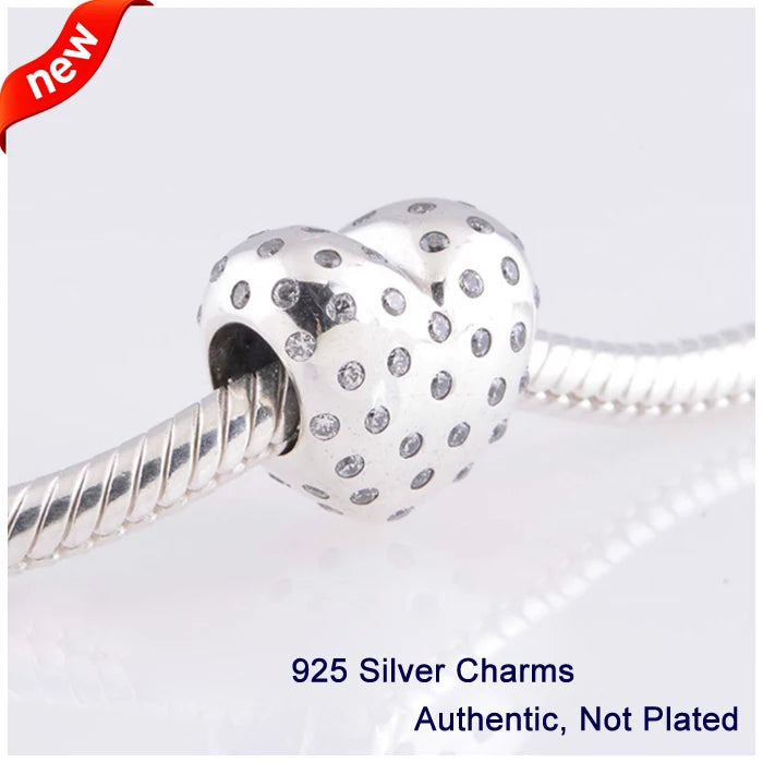 925 Silver Love Heart Charm Beads for Bracelets