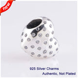 925 Silver Love Heart Charm Beads for Bracelets