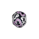 925 Sterling Silver Beads Falling in Love Fancy Pink Charms Beads