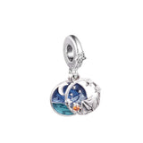 925 Silver Camping Night Sky Dangle Charm Beads for Women Bracelet Necklace