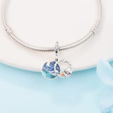 925 Silver Camping Night Sky Dangle Charm Beads for Women Bracelet Necklace