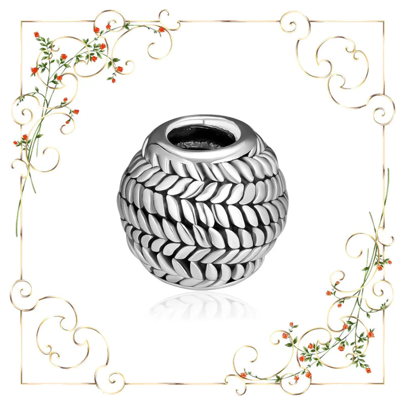 925 Silver Ear of Wheat All Around Beads for DIY Jewelry Making