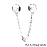 925 Sterling Silver Hearts Safety Chain Beads for Bracelet