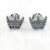 925 Silver Enchanted Crowns Stud Earrings Women Original Jewelry
