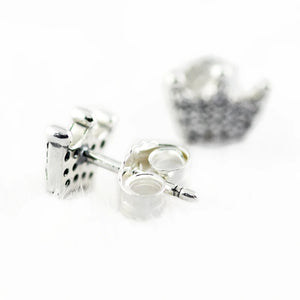 925 Silver Enchanted Crowns Stud Earrings Women Original Jewelry