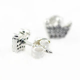 925 Silver Enchanted Crowns Stud Earrings Women Original Jewelry