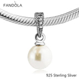 925 Silver Freshwater Pearl Charms Beads Fits Bracelets & Bangle