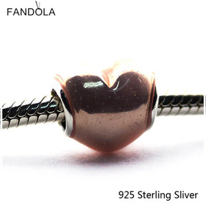 925 Silver Heart Charms Beads for Bracelets, DIY Jewelry