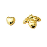 925 Silver Gold-Plated Heart & Bee Stud Earrings DIY Jewelry Making