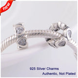 925 Sterling Silver Heart Love Charms Beads For Bracelets & Bangle