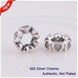 925 Sterling Silver Heart Love Charms Beads For Bracelets & Bangle