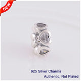 925 Sterling Silver Heart Love Charms Beads For Bracelets & Bangle
