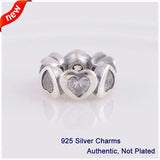 925 Sterling Silver Heart Love Charms Beads For Bracelets & Bangle
