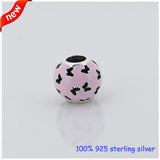 925 Silver Abstract Light Pink Enamel Butterfly Bead for Bracelets