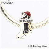 925 Sterling Silver Christmas Stocking Charm Bead Fits Bracelets
