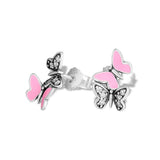 925 Silver Fluttering Butterflies Stud Earrings for DIY Women