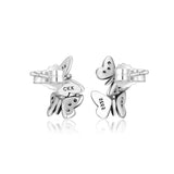 925 Silver Fluttering Butterflies Stud Earrings for DIY Women