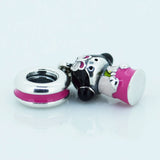 925 Silver Japanese Doll Dangle Red Enamel Charms DIY Beads For Bracelets