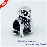 925 Silver Labrador Dog Charms Beads for Bracelets DIY
