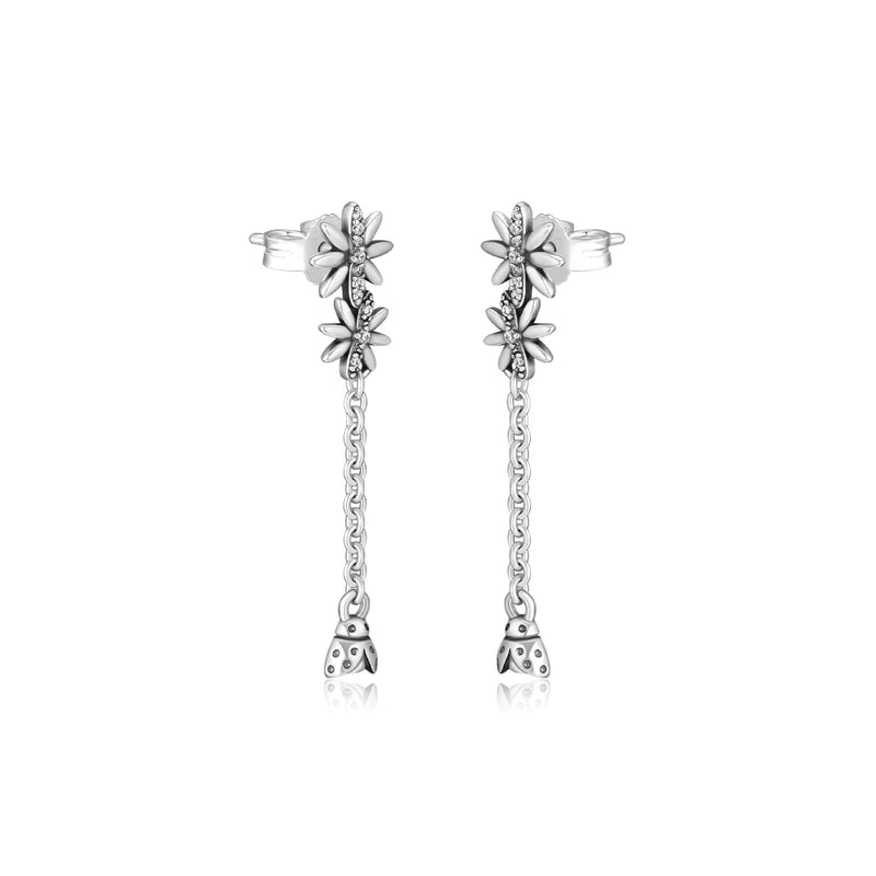 925 Silver Ladybug Stud Earrings for Women