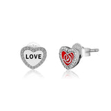 925 Sterling Silver Love In My Heart Rose Studs Earring