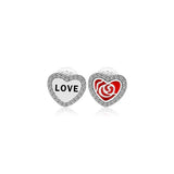 925 Sterling Silver Love In My Heart Rose Studs Earring