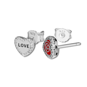 925 Sterling Silver Love In My Heart Rose Studs Earring