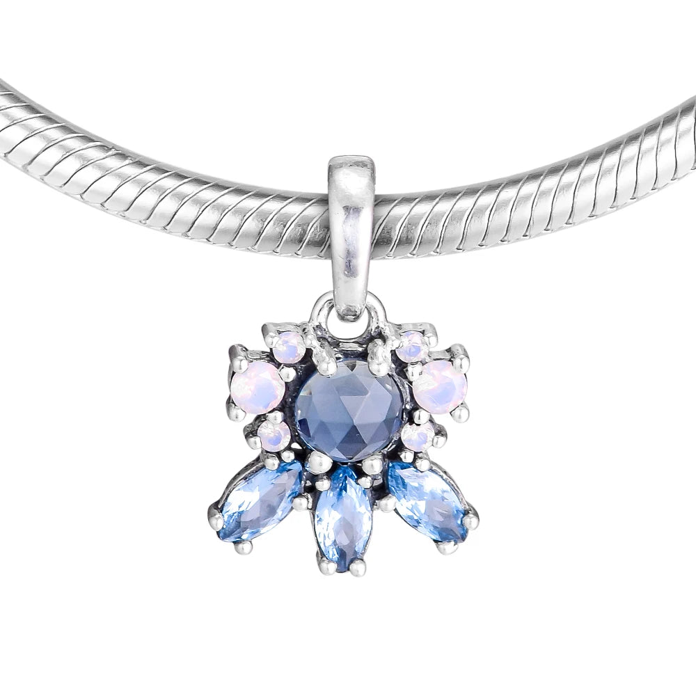 925 Sterling Silver Frost Crystal Charms Beads for Bracelets