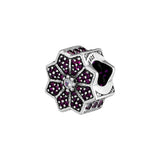 925 Sterling Silver Poinsettia Red Charms Beads for Bracelets Making