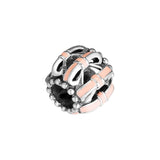 925 Silver Sweet Sentiments Pink Enamel Bowknot DIY Charms Beads