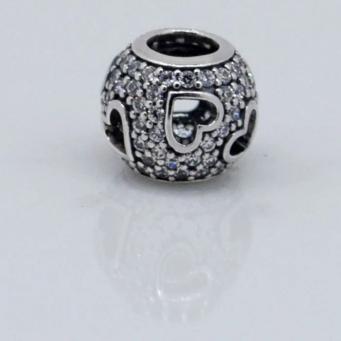 925 Sterling Silver Hearts Charms Beads for Bracelets