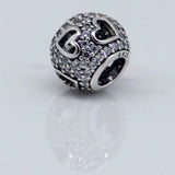 925 Sterling Silver Hearts Charms Beads for Bracelets