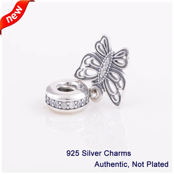 925 Silver Vintage Butterfly Pendent Charms Beads For Bracelets