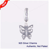 925 Silver Vintage Butterfly Pendent Charms Beads For Bracelets