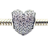 925 Sterling Silver Heart Charms Beads DIY Bracelets Jewelry Making