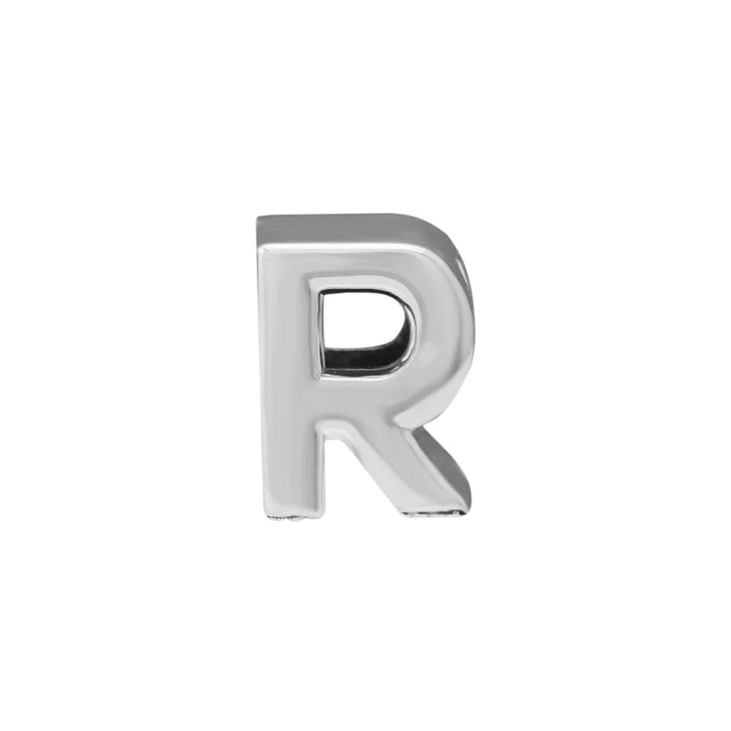 925 Sterling Silver Letter R Charm Beads Jewelry for Bracelets