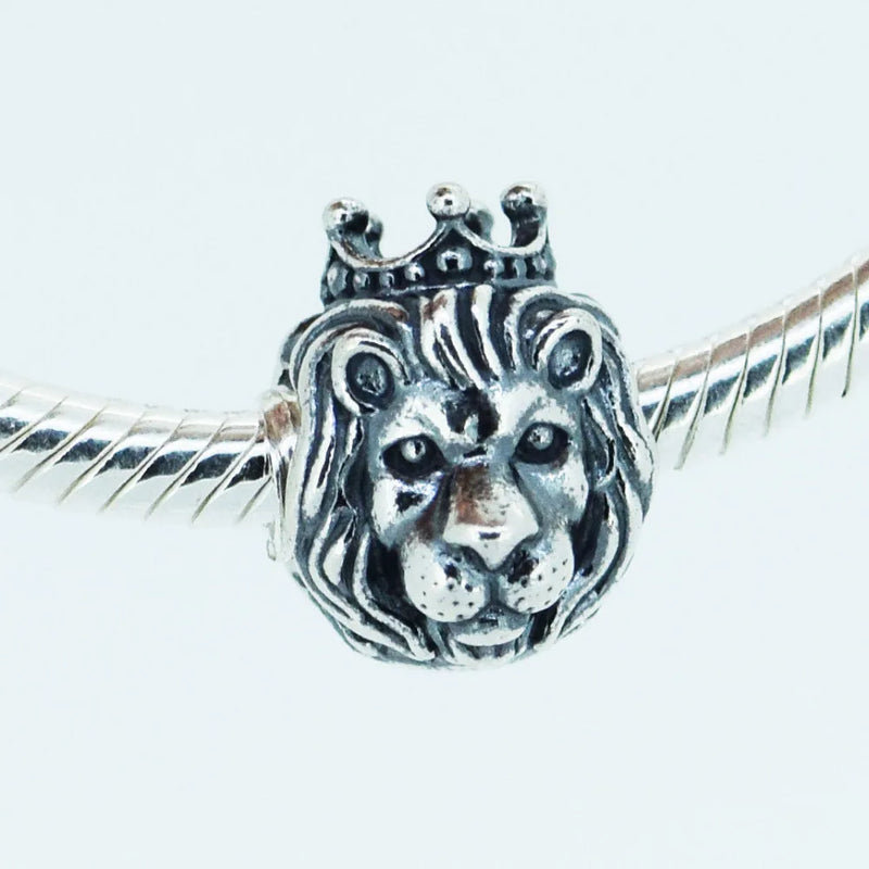 925 Silver Lion Head Charm Bead for Bracelets & Bangle