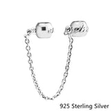 925 Sterling Silver Love Always Safety Chain Charms Beads