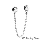 925 Sterling Silver Love Always Safety Chain Charms Beads
