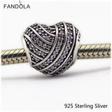 925 Silver Heart Charms Beads For Bracelets Bangle DIY Jewelry