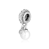 925 Silver Milky Luminous Pearl Pendant Charms Beads for Bracelets