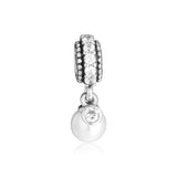 925 Silver Milky Luminous Pearl Pendant Charms Beads for Bracelets