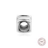 925 Silver Mom Script Charms Beads for Bracelets DIY Jewelry