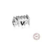 925 Silver Mom Script Charms Beads for Bracelets DIY Jewelry
