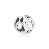 925 Silver Paw Print Charm Bead for Bracelet DIY
