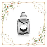 925 Silver Pink Enamel Padlock Pave Beads for DIY Jewelry Making