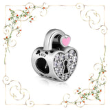 925 Silver Pink Enamel Padlock Pave Beads for DIY Jewelry Making