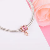 925 Silver Heart Barrel Charm Fits Bracelet Crystal Beads DIY Jewelry